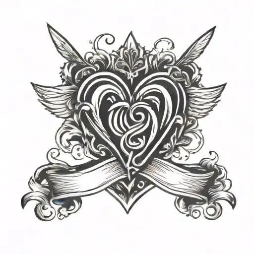 Heart With Banner Surrounding Love Symbol
