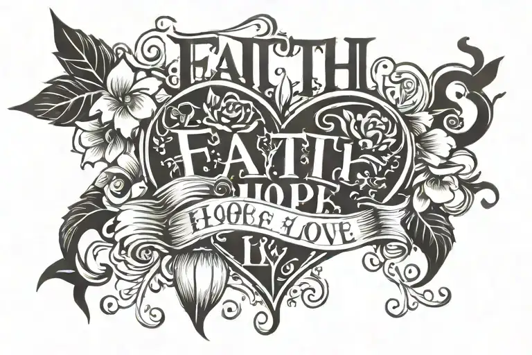 Text Faith Hope Love Heart Shape
