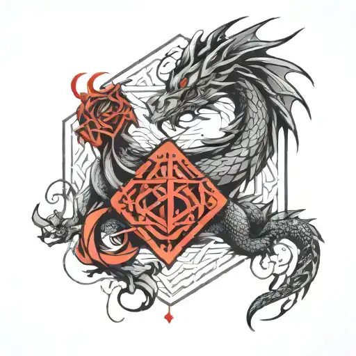 Dragon Geometric Design Incorporating Symbols Incorporated