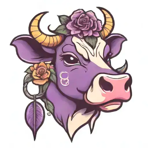 Kawaii Cow Head Purple