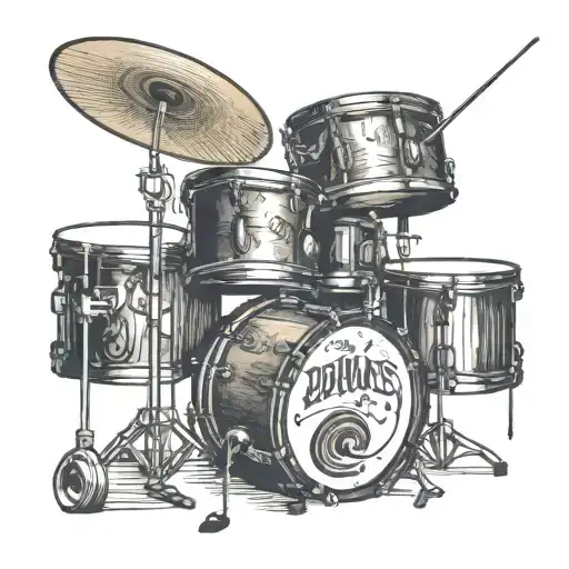 Drums Running Music Notes Piano