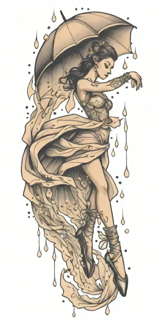 Ballet With Rain Drops And Lightning Bolts