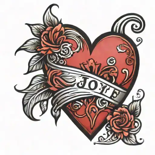 Red Heart With Black Outline And A J In The Middle