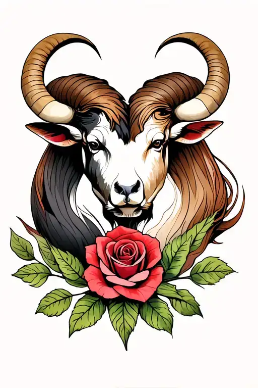 Aries And Taurus With A Rose Intertwined