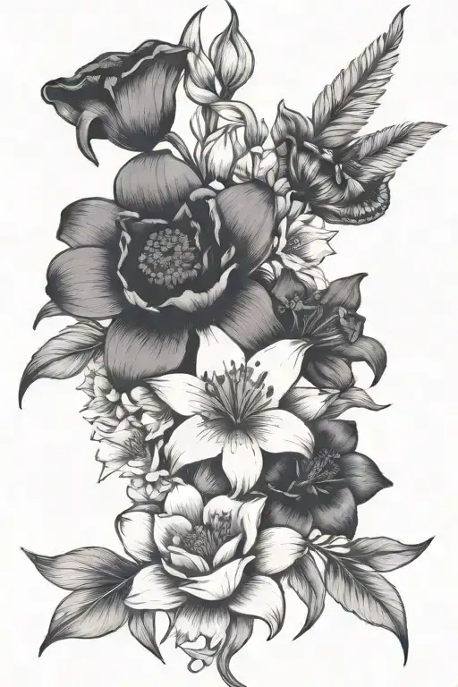 Larkspur Water Lilly Poppy And Gladiolus Bouquet Tied