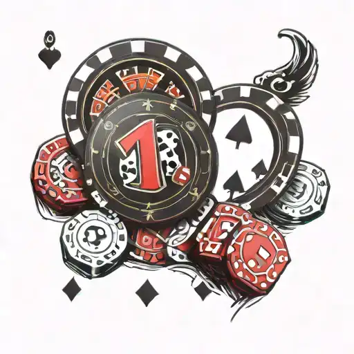 Casino Chips With Card And Dice