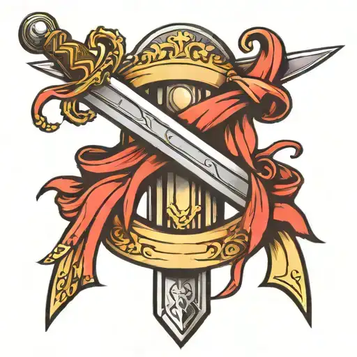 A Sword Slicing A Strand Of Ribbon