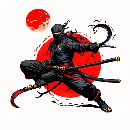 Ninja With Red Sun