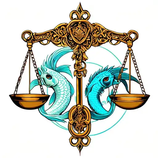Libra Scales With Pisces And Capricorn Zodiac Sign