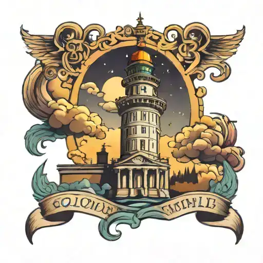 King's Solomons Temple But A Lighthouse Tattoo Design Inspired