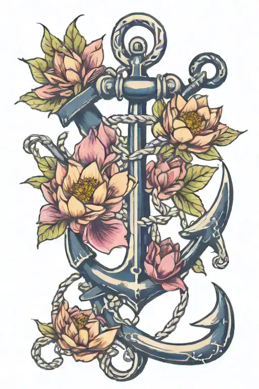 Navy Fouled Anchor Lotus Flower