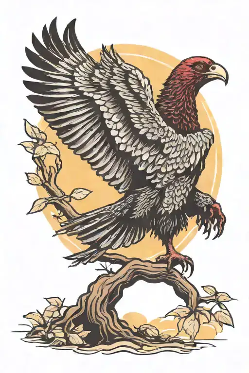 Turkey Vulture Sun Rise Trees Growing