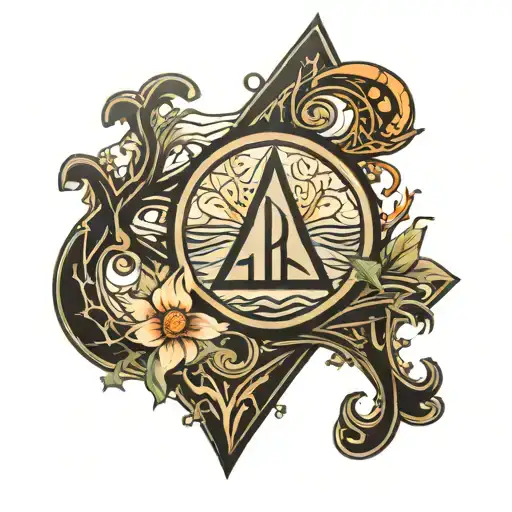 Dawn And Waves In A Rune Symbol