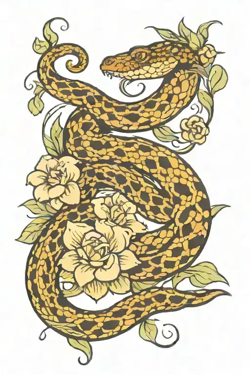 Snake With Flower Background