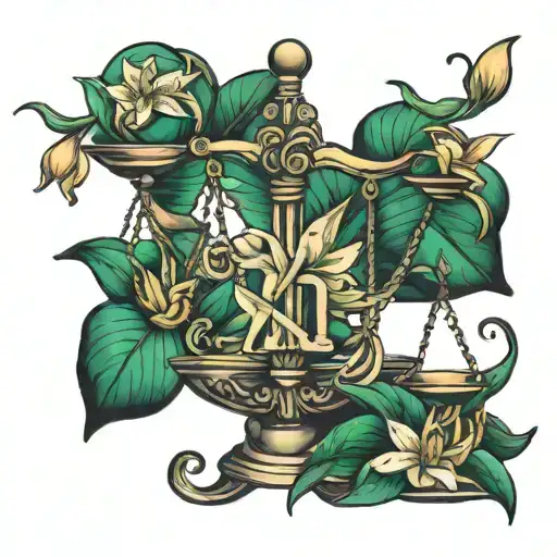 Libra Symbol With Lily Flowers