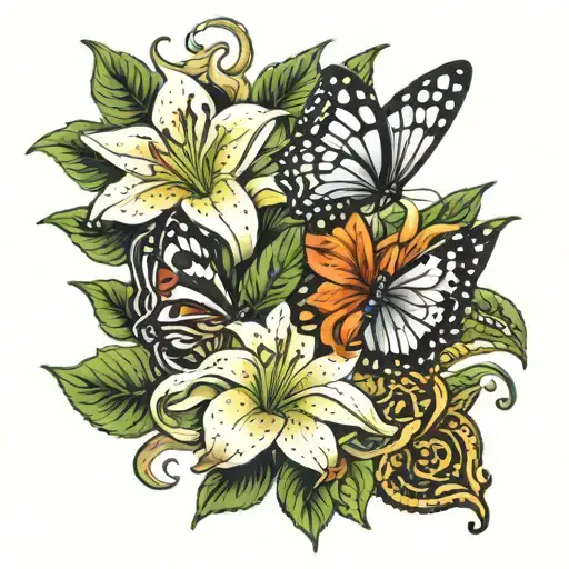 Weed Money Lily Flowers Butterflies