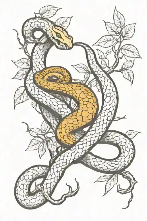 Snake Wrapped Around A Tree Branch