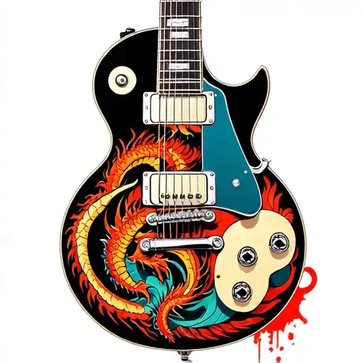 Design Of A Gibson Les Paul Standard 60S Guitar With A Prominent Dragon Crleste