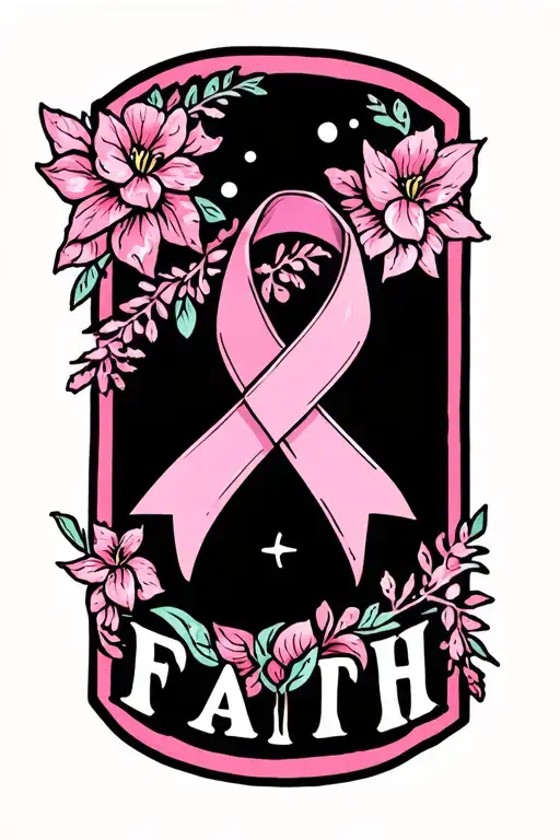 Word Faith With Breast Cancer Ribbon