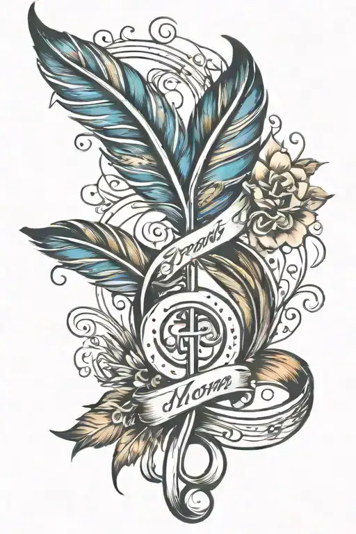 Feather Proud Mom Music Notes Intertwined