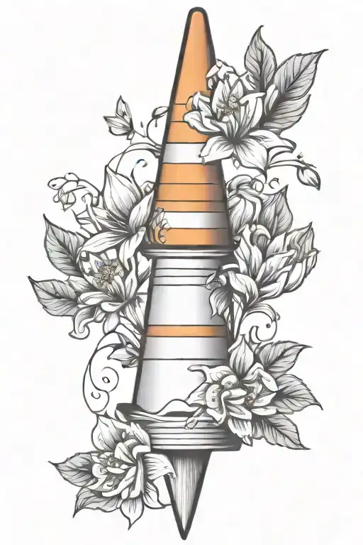 Traffic Cone With Narcissist Flowers