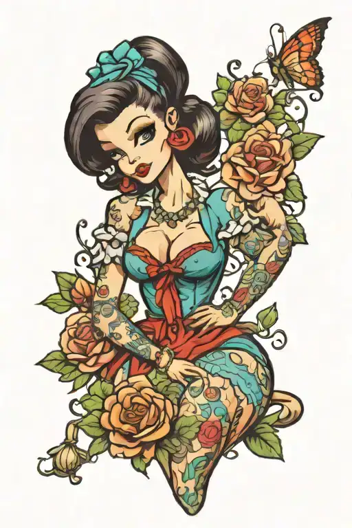 Pin Up Doll Cartoon Character With