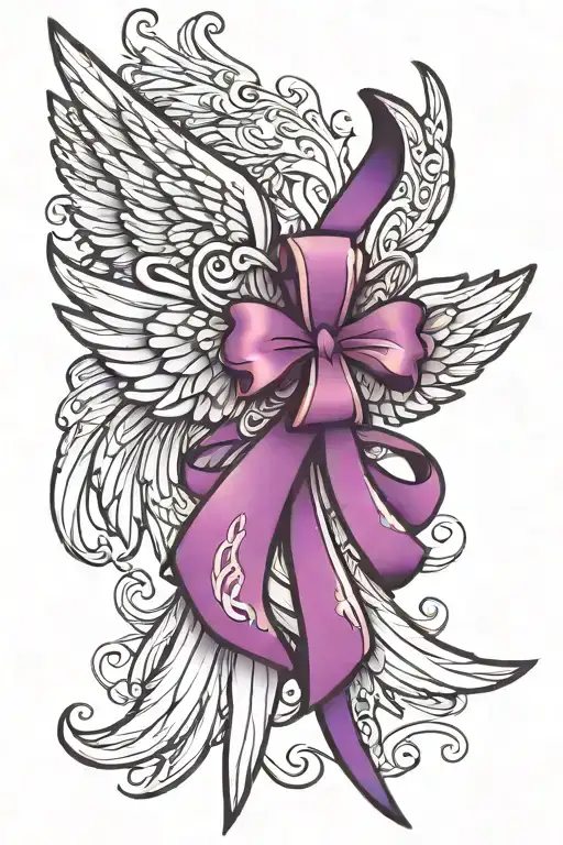Purple Cancer Ribbon Angel Wings