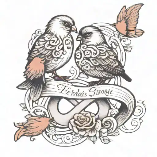 Birds With Infinity Symbol And Name Written Inside