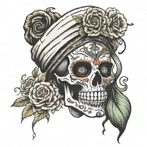 Dia De Los Muertos Skull With Turban And Beard