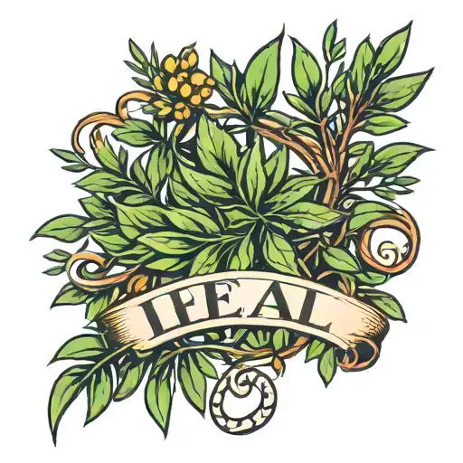 The Name Leal With Rosemary Plant Intertwined