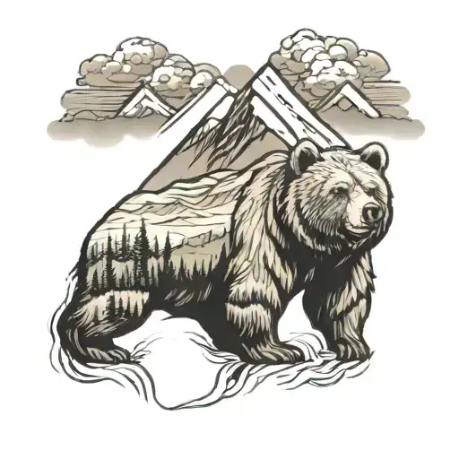 Bear And Mountains Panorama