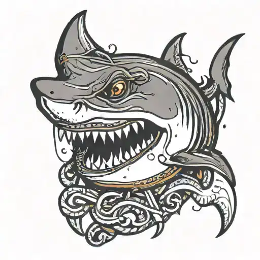 Shark With Its Mouth Pierced By An Anchor