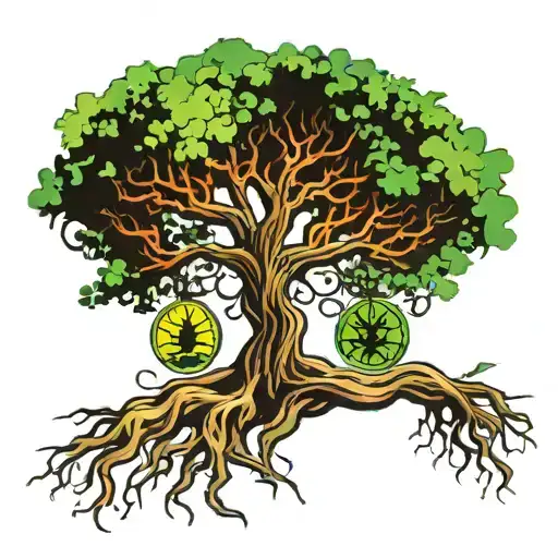 Tree Of Reggae With Roots Growing Roots Spreading