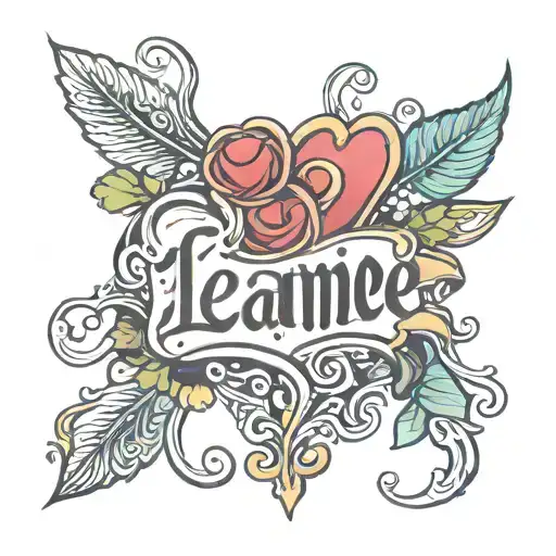 The Word 'Leanne' With Hearts Around It