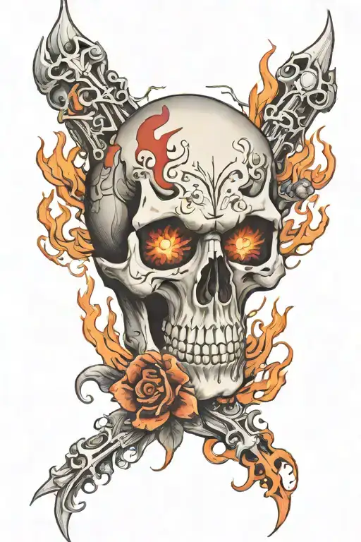Fire Rising Scull Red Eyes