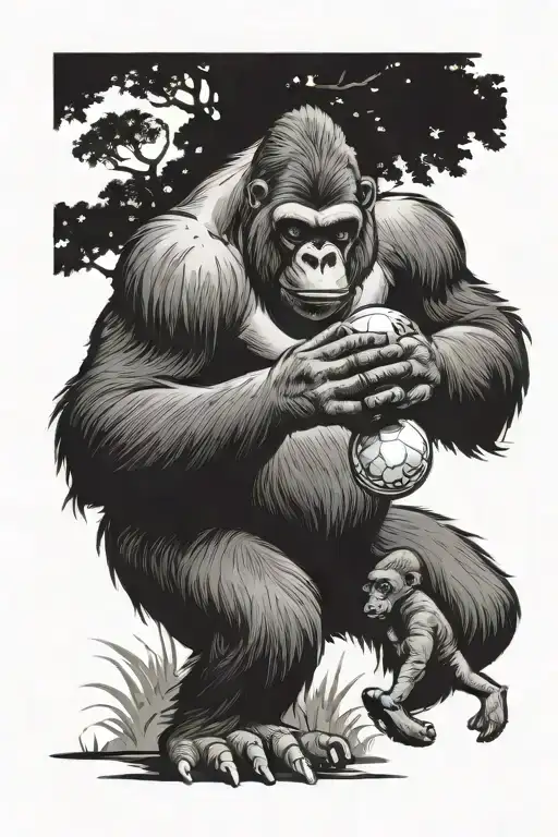 A Sketch Of A Gorilla Playing Disc Golf With Your Son