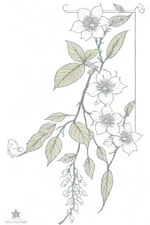 Herbs With Fruits And Flowers With Vine