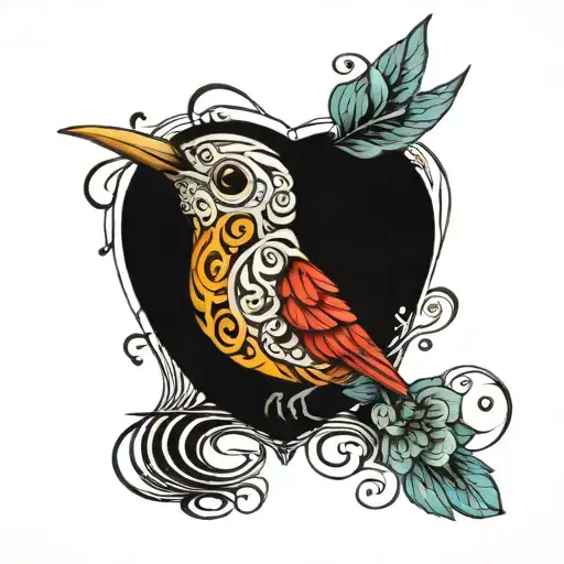 Bird Singing Made Of Music Notes Floating