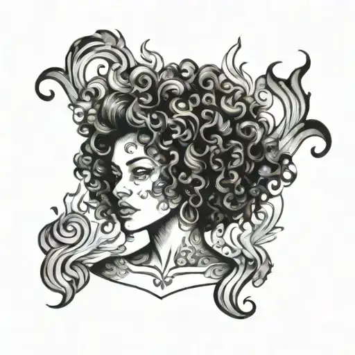 Girl With Curly Hair On Fire