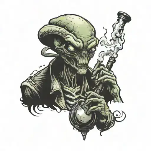 Alien Smoking A Pipe