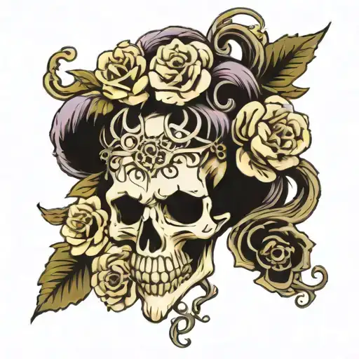 Skull Flowers Medusa Head