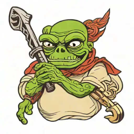 A Pepe With Pepe Skull In His Hands Holding