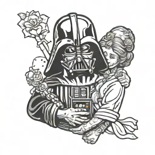Darth Vader Holding Hands With Luke And Leia As Kids