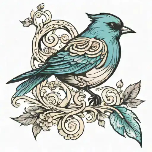 Bird Made Wirh Musical Notes Intertwined