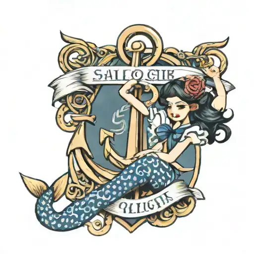 Sailor Girl Anchor Intertwined Wording Marica