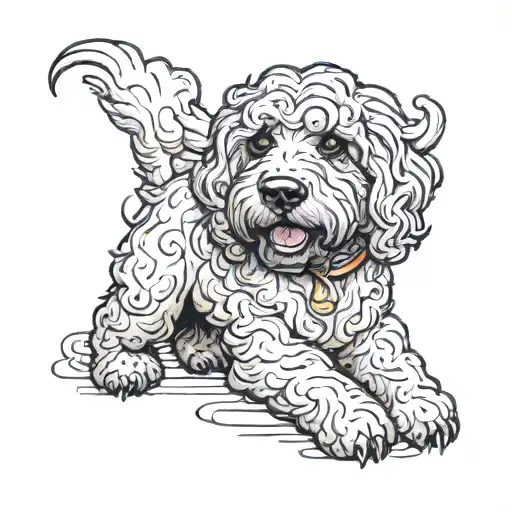 A Black Goldendoodle As Falkor From The Movie The Neverending Story
