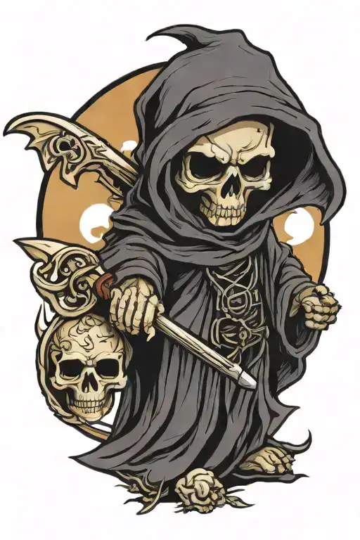 Baby Grim Reaper Holding A Scythe