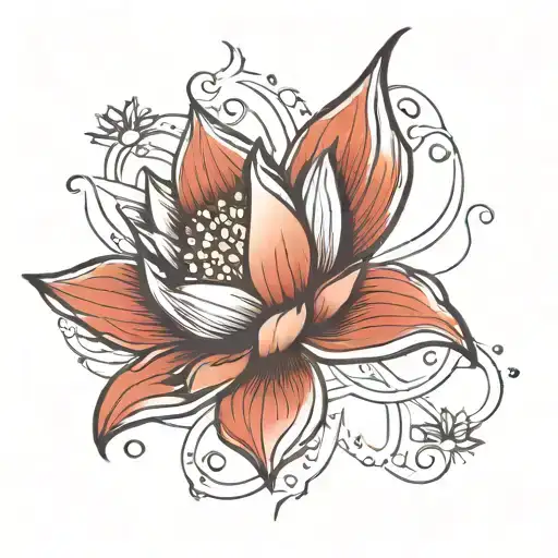 Back Tattoo Lotus Open Fine Line Along The Spine