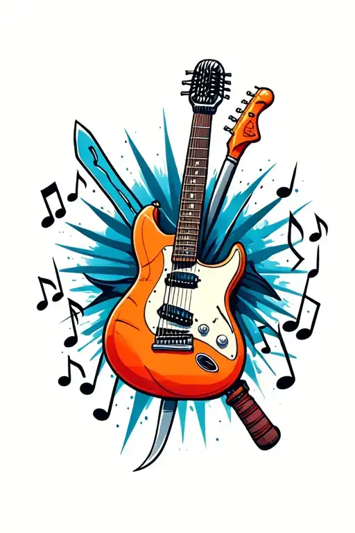 Guitar Music Notes Microphone Knife Basketball