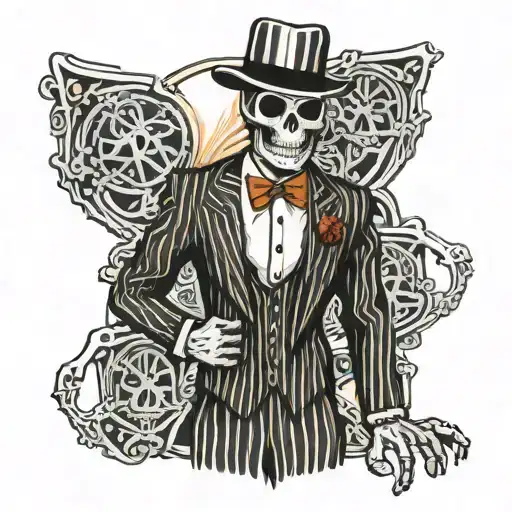 Skeleton Gangster Pin Striped Suit